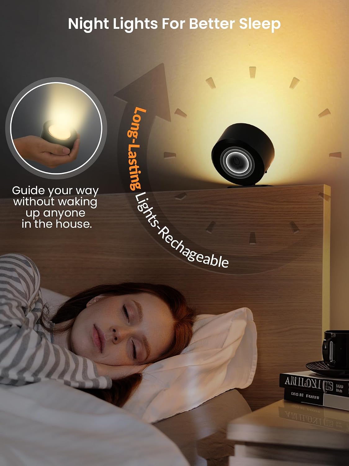 Detalle 1 de ESUNYD 11009 Rechargeable Wall Sconce, Dimmable with 3 Light Colours