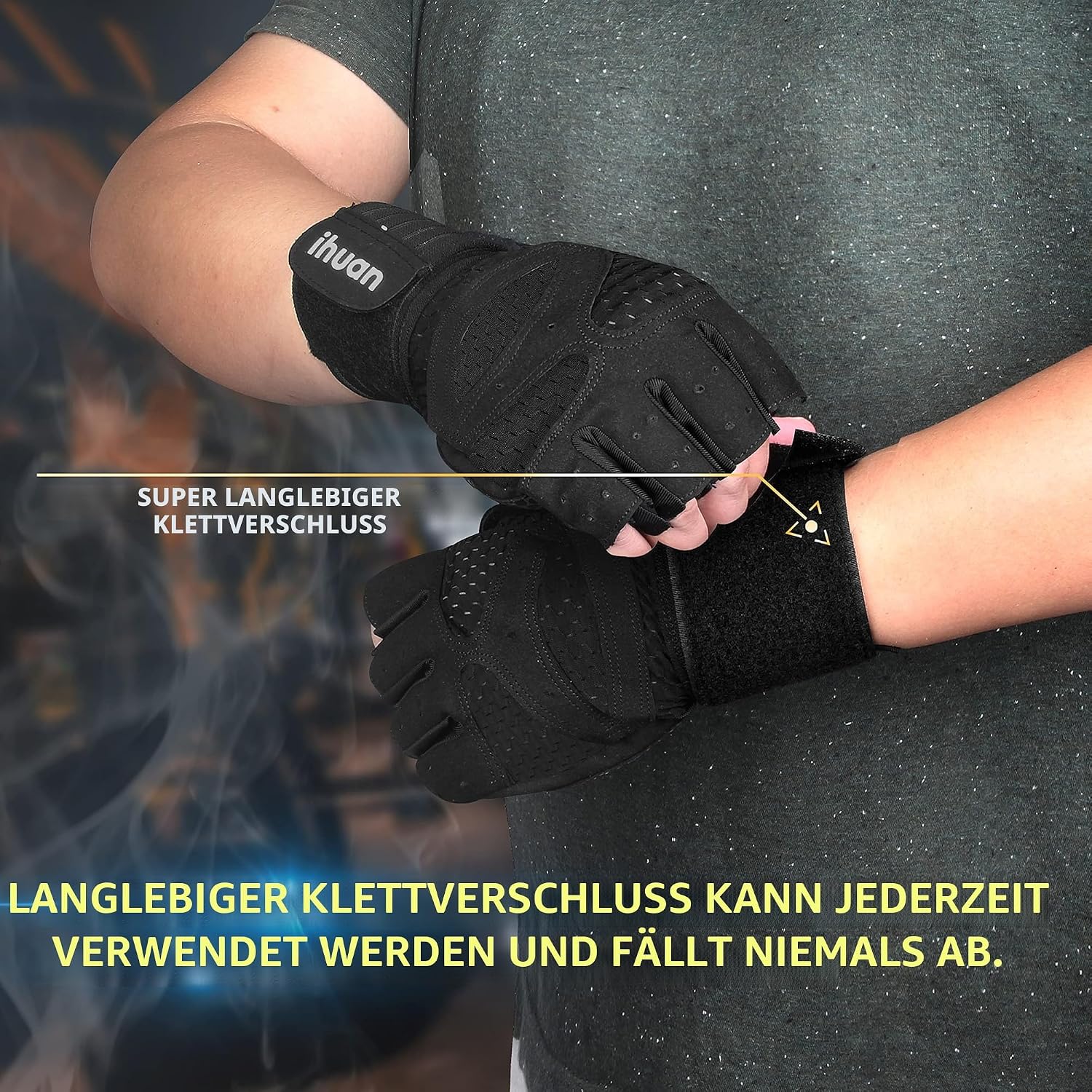 Thumbnail 2 de ihuan Ventilated Weight Lifting Gloves with Wrist Wraps
