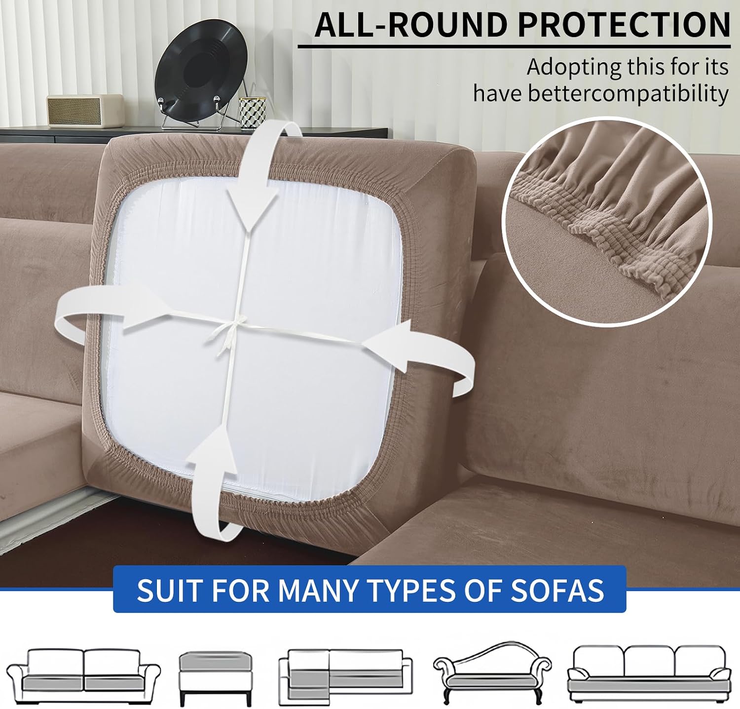 Thumbnail 5 de Ystyle Housse Coussin Canapé Extensible 1 Place