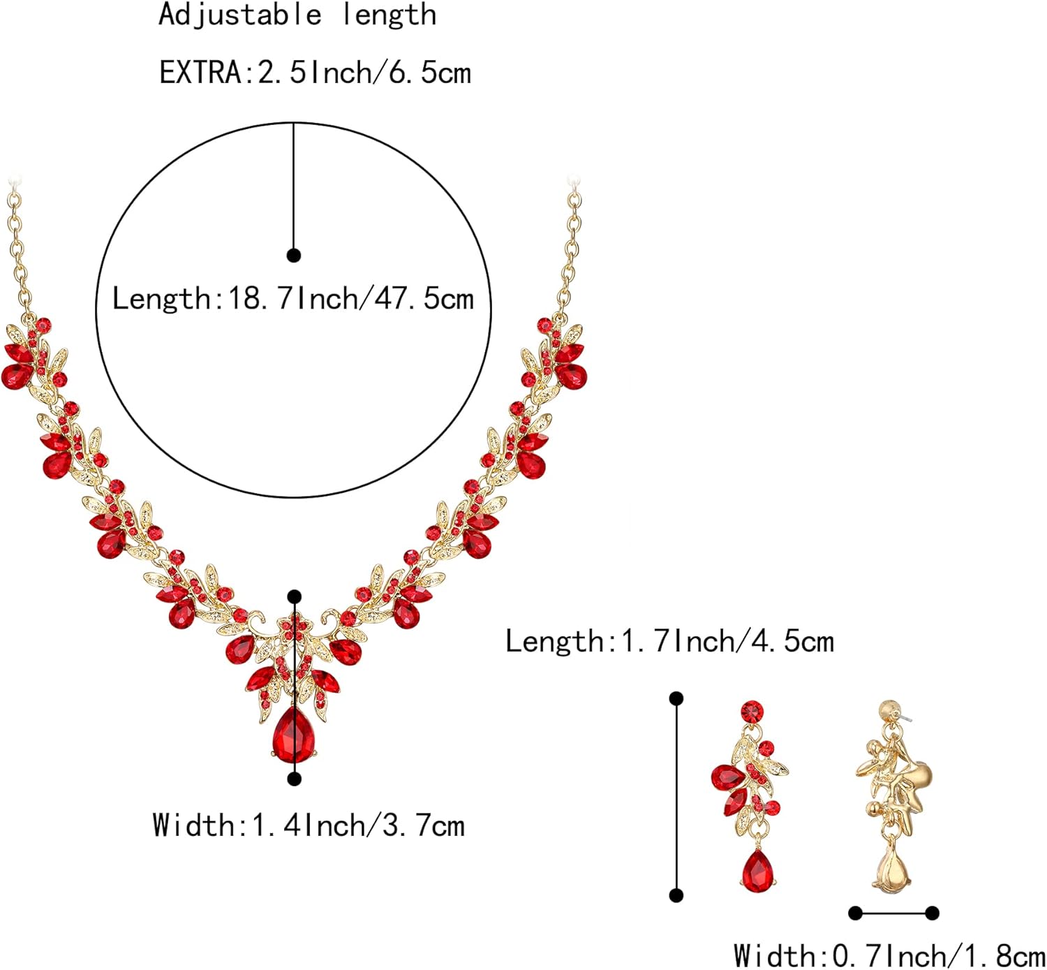 Thumbnail 3 de Parure bijoux de mariage Clearine : collier + boucles d’oreilles cristal feuille/fleur