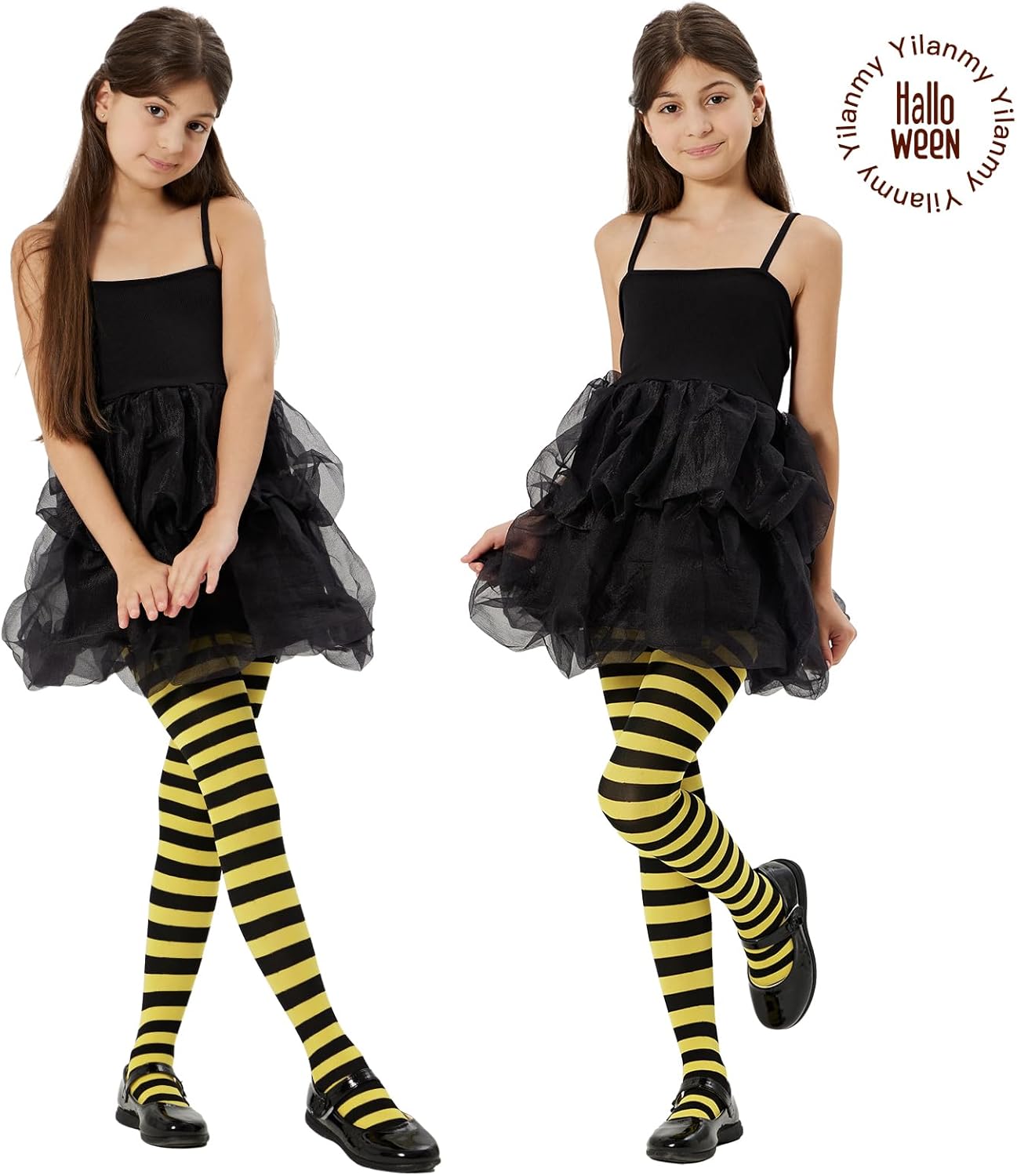 Thumbnail 4 de Yilanmy kids’ striped full-footed tights (2 pairs) for Halloween, Christmas and everyday wear