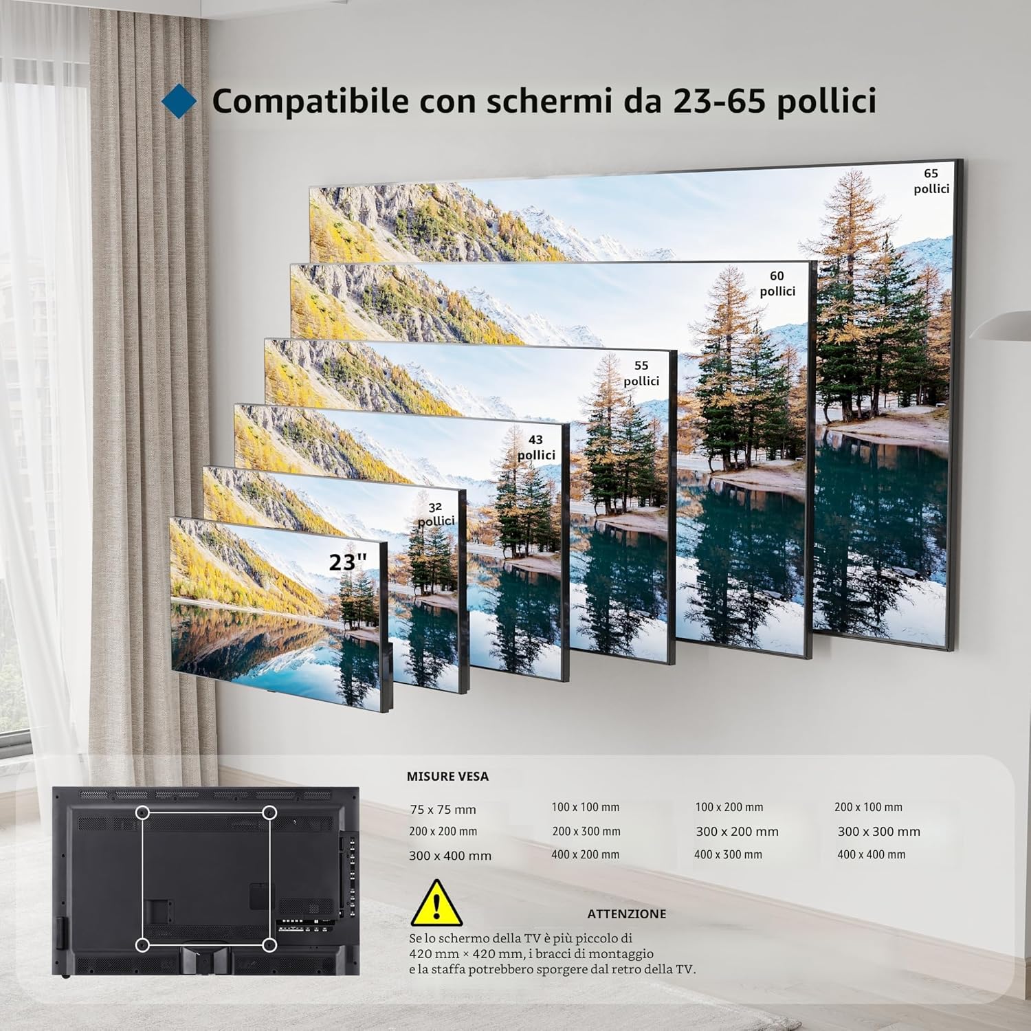 Thumbnail 3 de BONTEC Supporto TV parete inclinabile 23–65 pollici