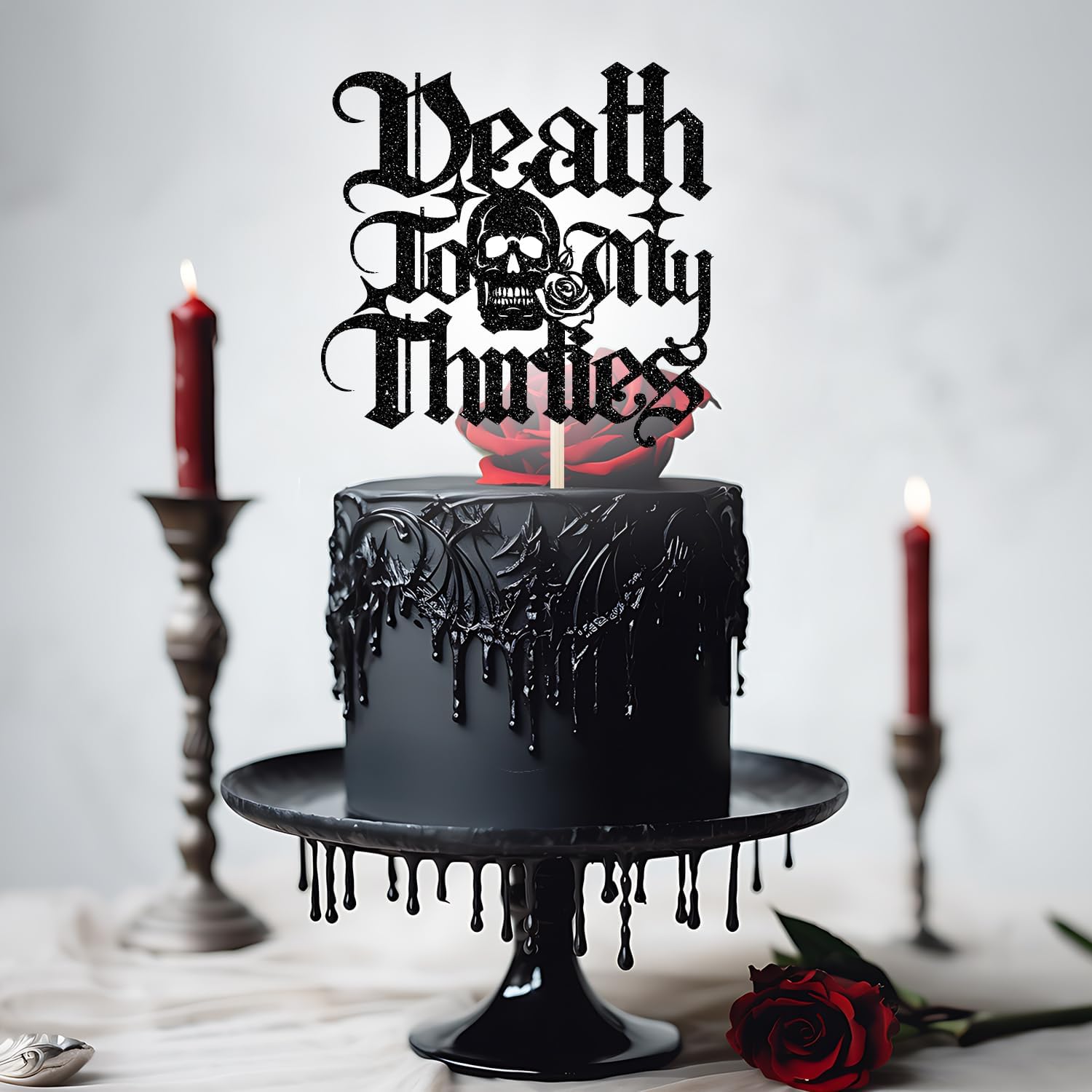 Thumbnail 2 de Black Glitter Cake Topper