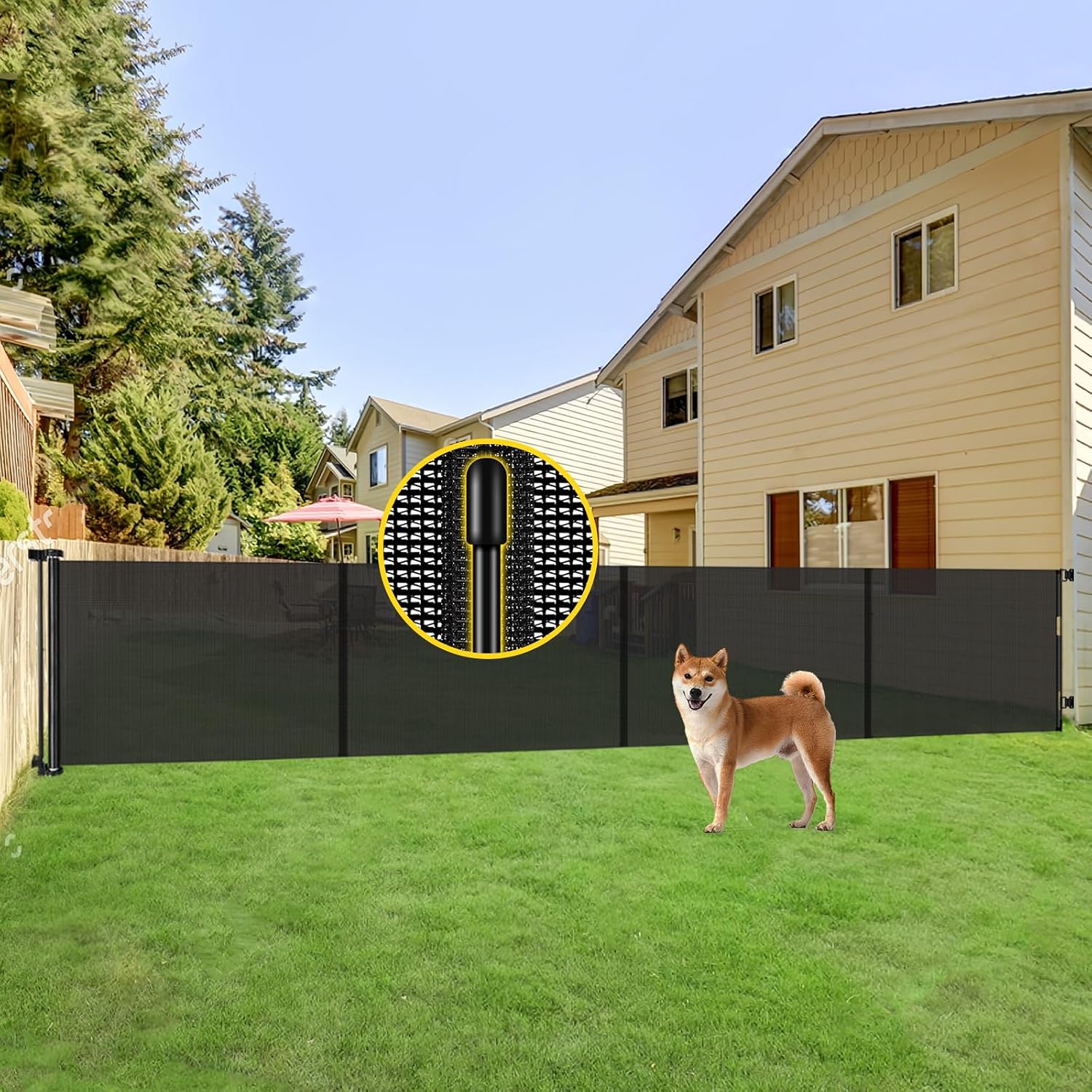 Detalle de Bingguz 42-Inch x 200-Inch Retractable Baby Gate with Reinforced Support Rods