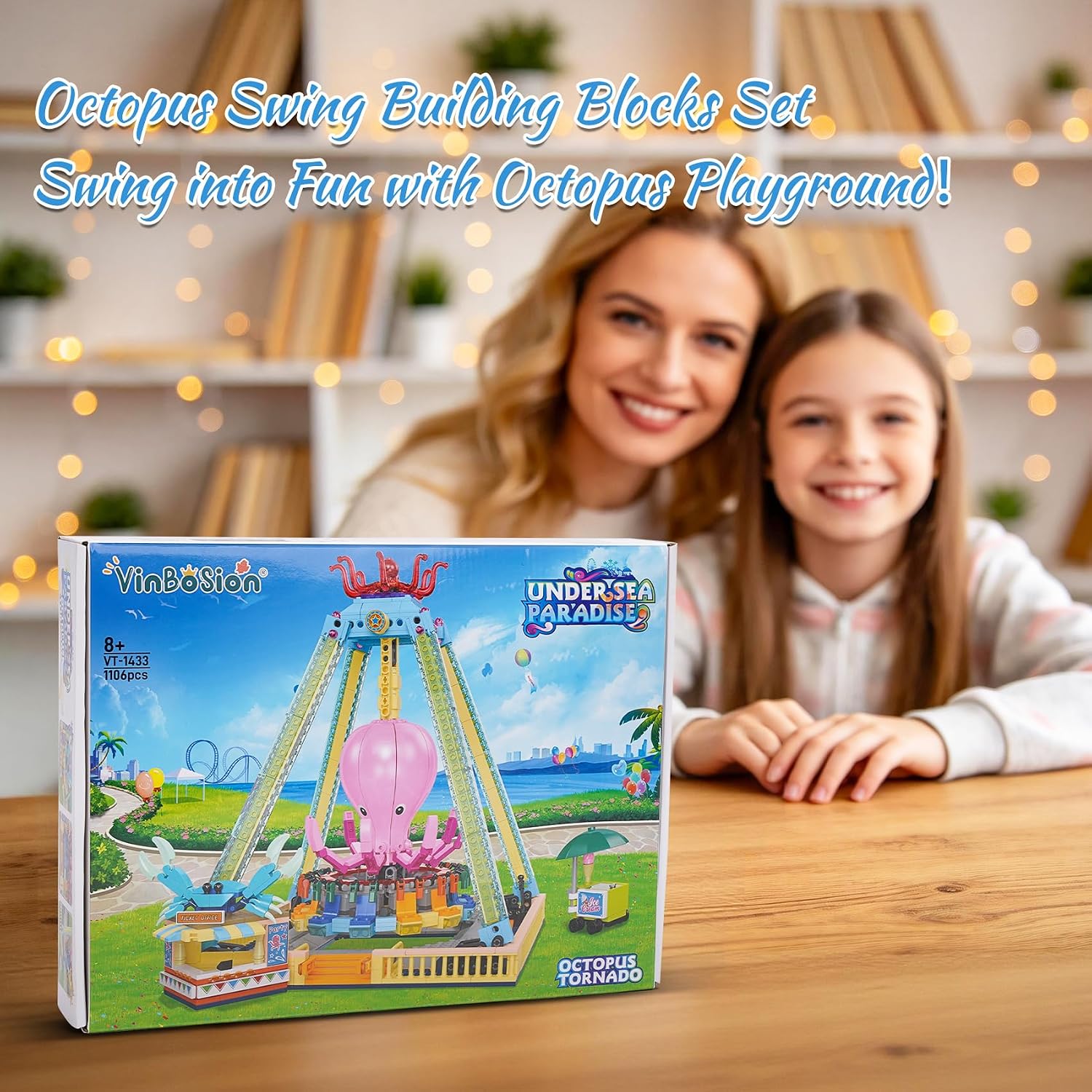 Detalle de Vinbosion Octopus Swing Building Blocks Set (1189 pcs) – Creative Amusement Park Model