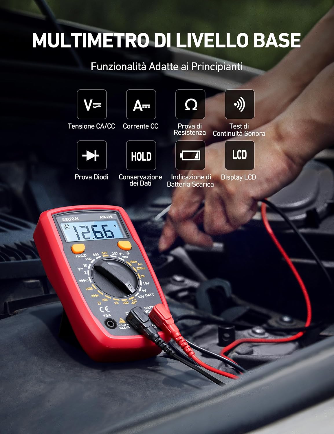 Detalle 2 de AstroAI Tester Elettricista multimetro digitale professionale