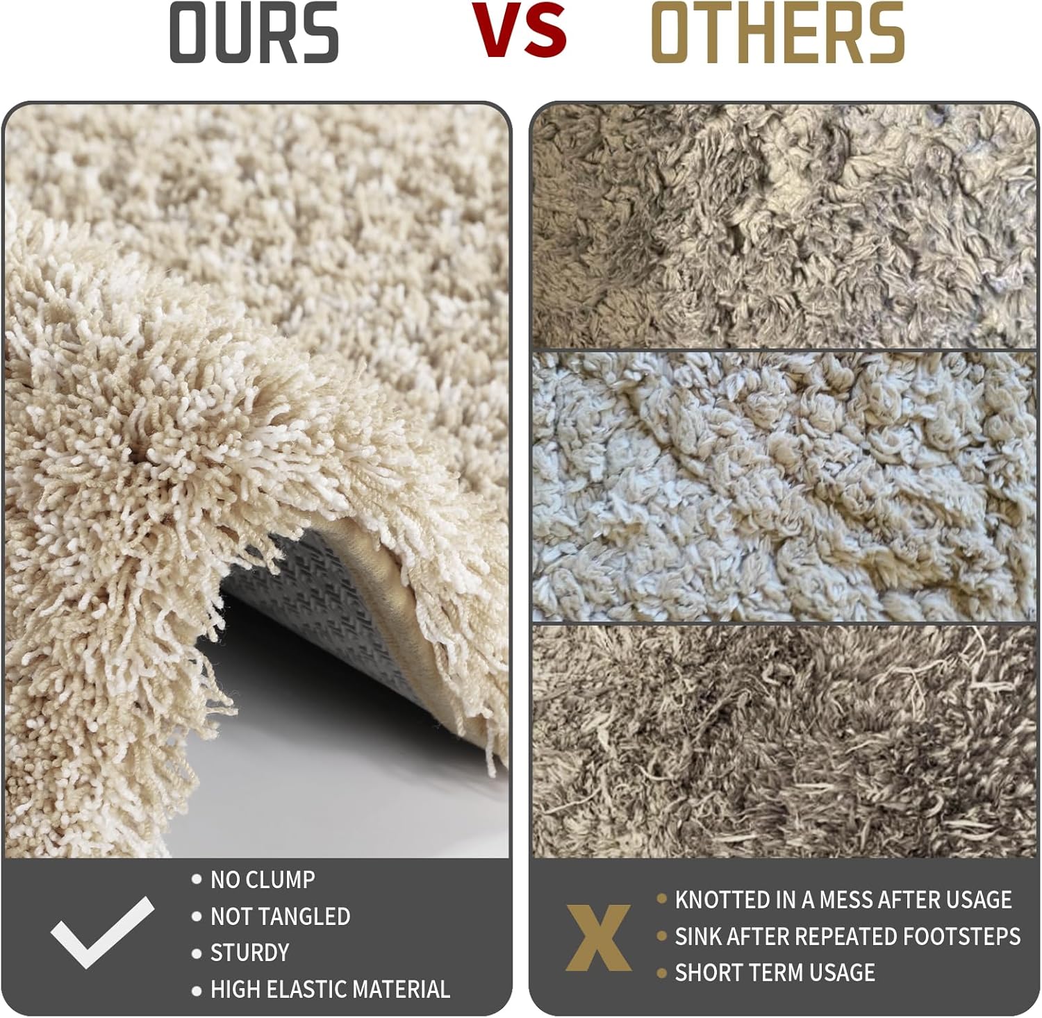 Thumbnail 4 de Yimobra 36x24 Plush Bathroom Rugs Non-Slip Washable Bath Mat (Light Beige and White)