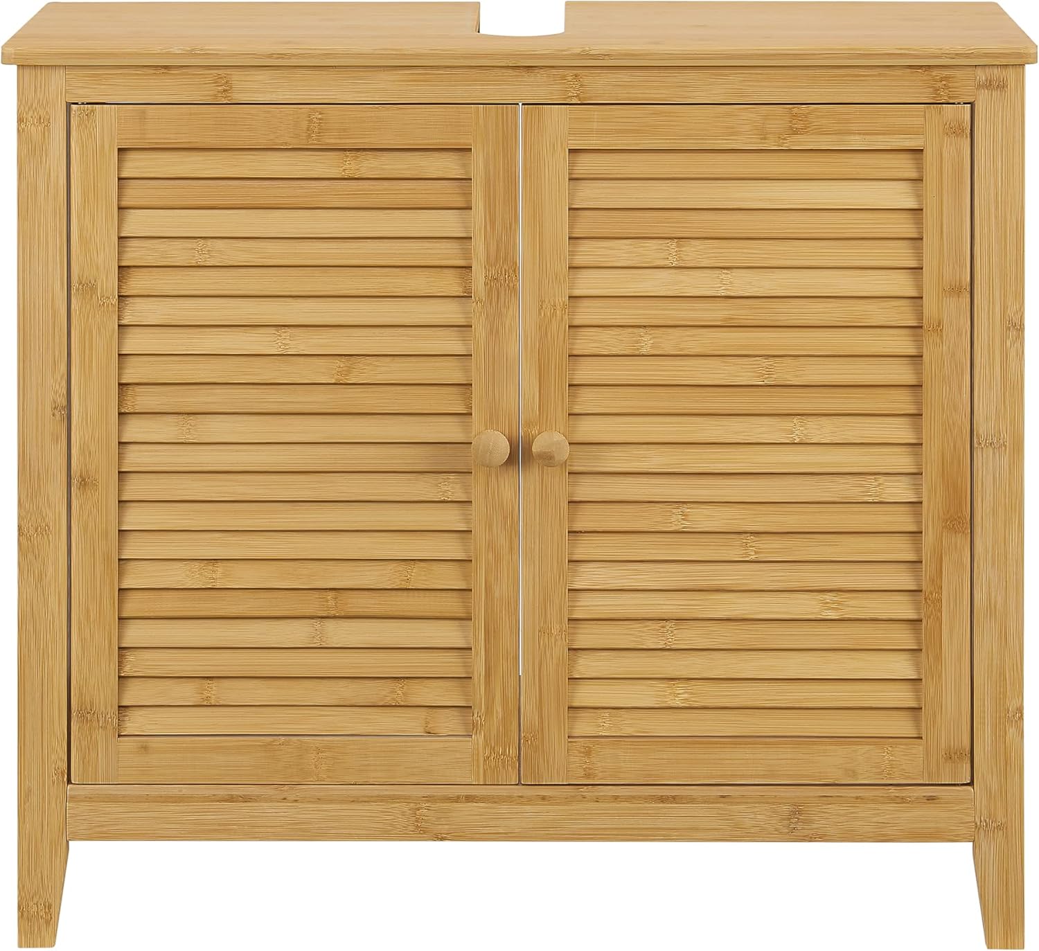 Thumbnail 4 de [en.casa] Meuble sous lavabo en bambou naturel à 2 portes (60 x 67 x 30 cm)