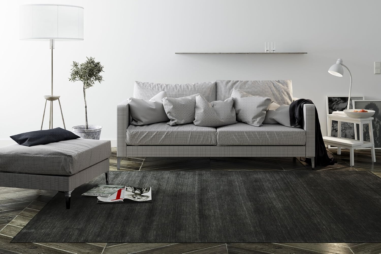 Thumbnail 6 de RugVista Handloom fringes rug, 200 x 300 cm, black/grey, medium pile