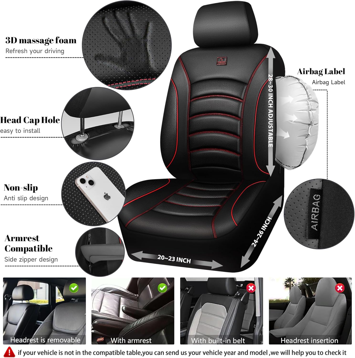 Detalle de CAR PASS 3D Foam PU Leather Seat Covers — Universal