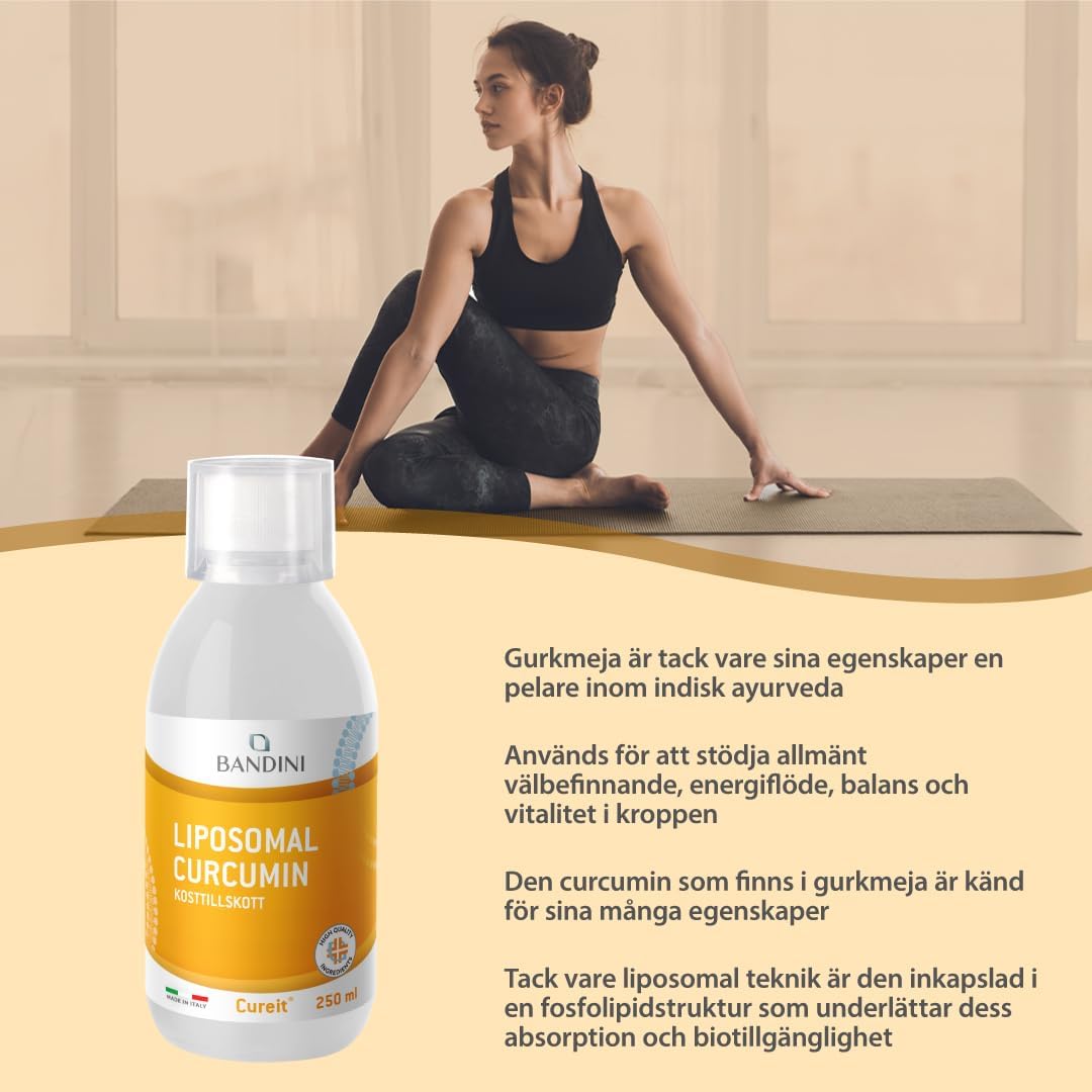 Detalle 2 de BANDINI Cureit liposomalt kurkumin 250 ml – veganskt, 200 mg per dagsdos
