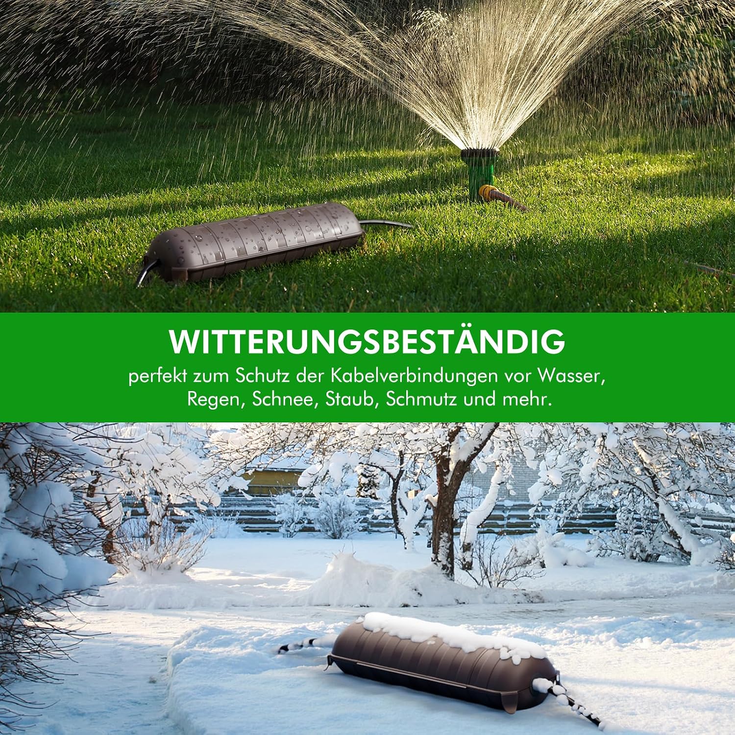 Detalle de RESTMO IP44 wasserdichte Kabelbox für den Außenbereich (Outdoor) – Große, braune Schutzbox für Verlängerungskabel, Schukostecker und Elektrowerkzeug