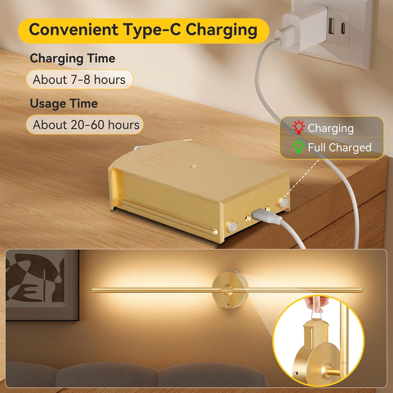 Detalle de Rechargeable Wall Sconces, 8000mAh