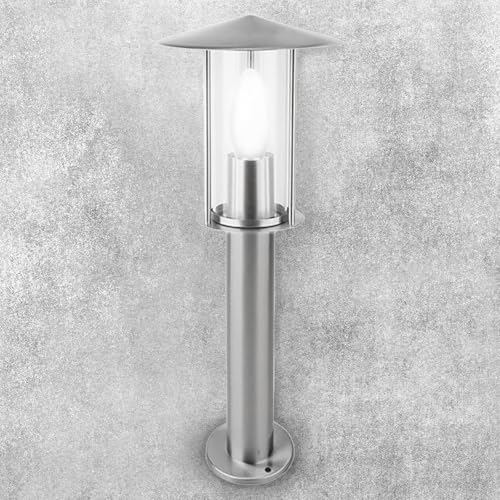 Detalle 2 de Grafner Edelstahl Wegeleuchte mit E27-Fassung – 50 cm Höhe, IP44, silber