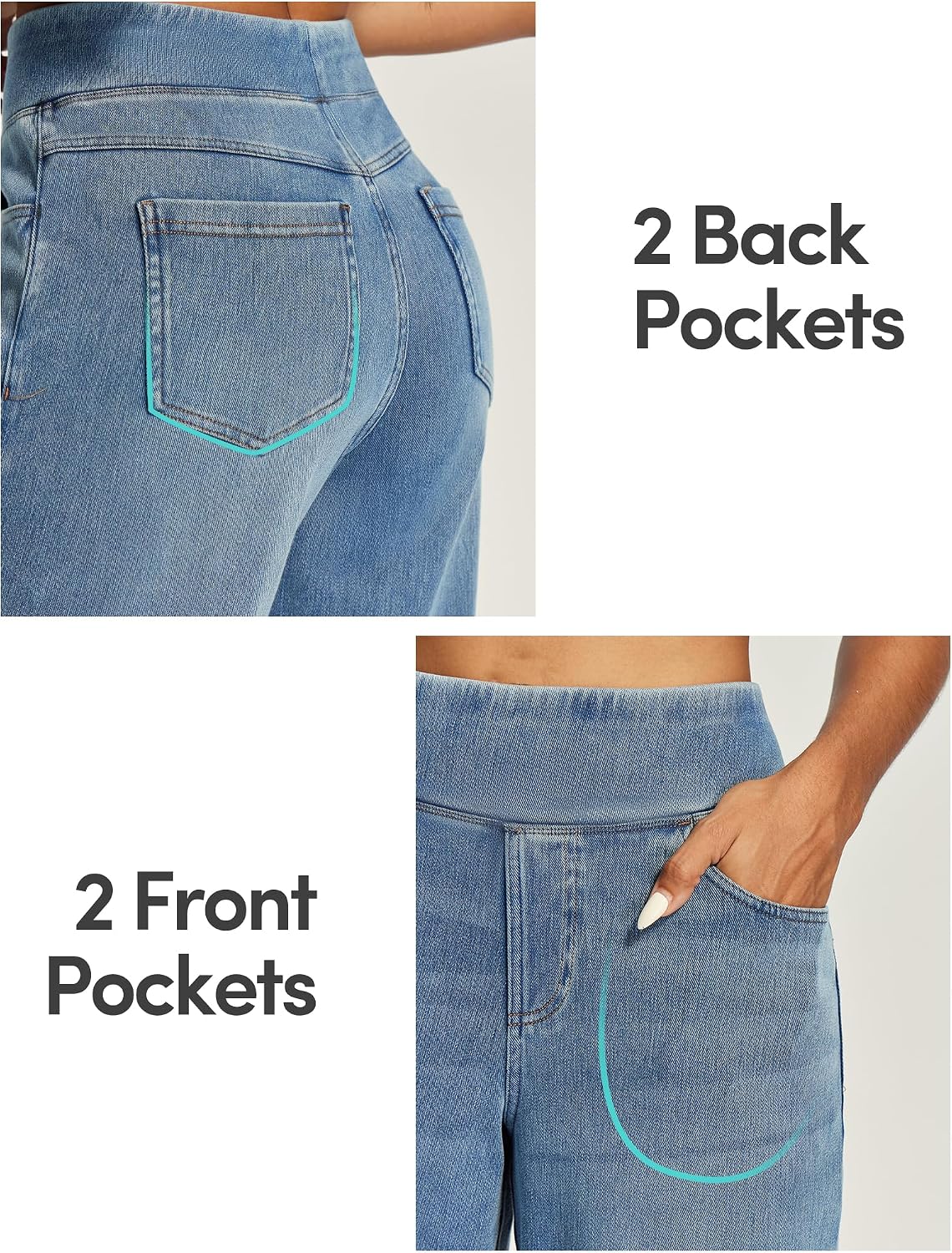 Thumbnail 6 de IUGA High-Waisted Wide-Leg Pull-On Jeans for Women, Stretch Denim, 4 Pockets