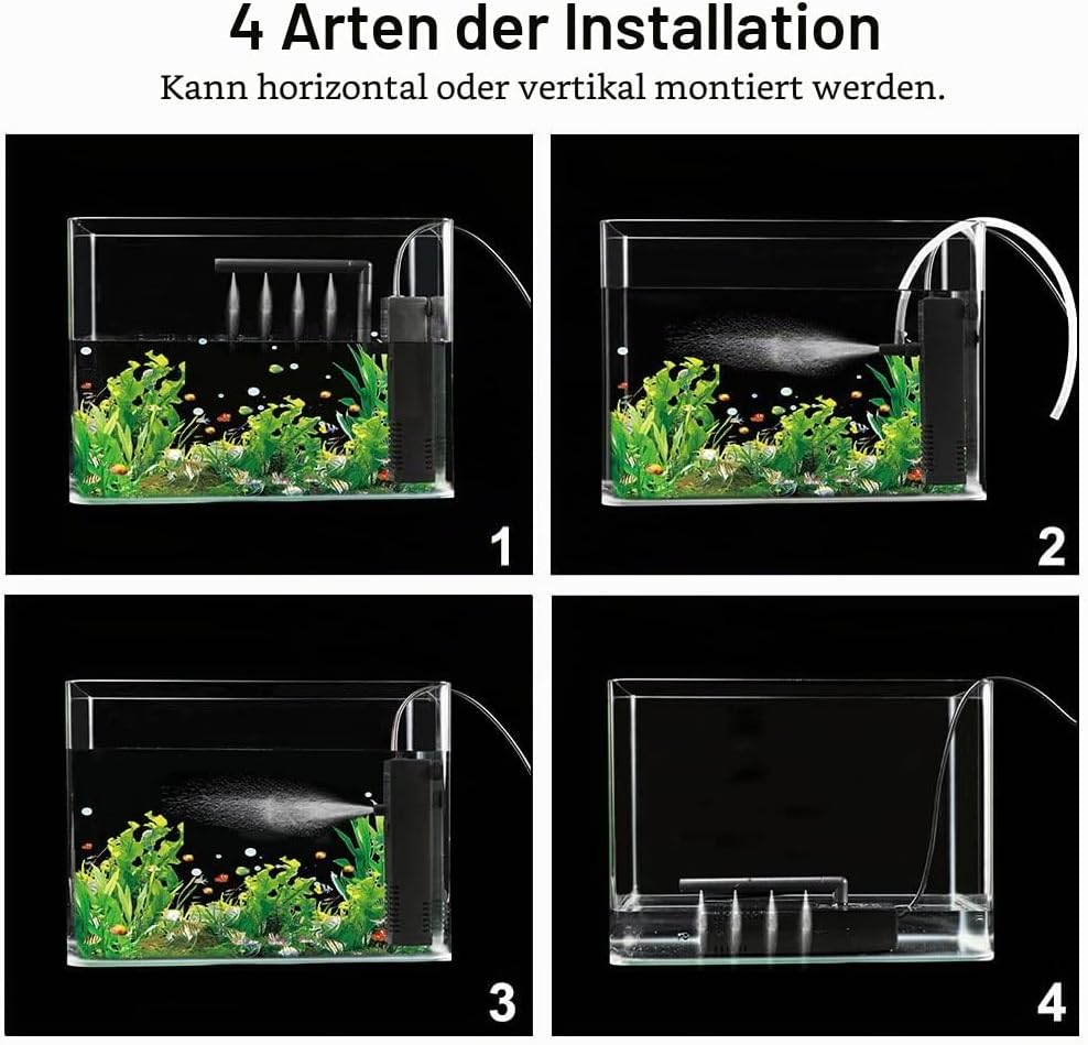 Detalle 2 de flintronic Aquarium Filter 4W – Innenfilter mit einstellbarem Durchfluss, 300 L/H, 60 L Aquarium