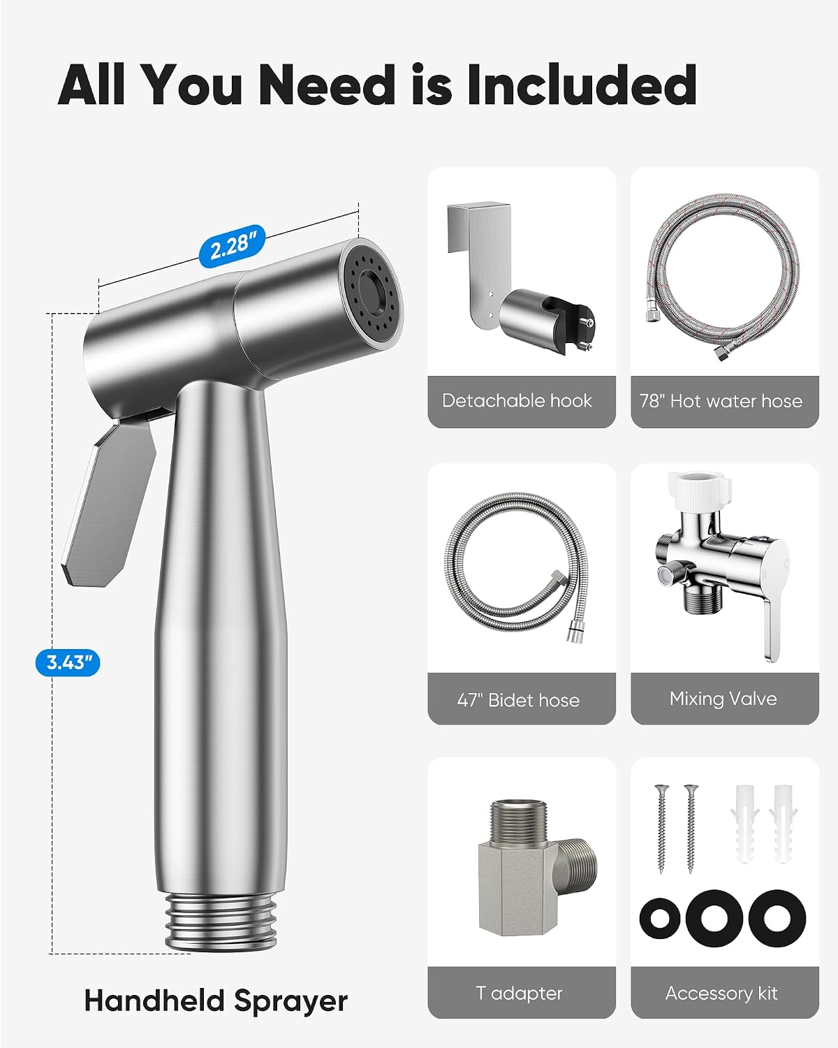 Detalle de Arofa HBS02CP-2 Hot and Cold Bidet Sprayer with Adjustable Water Flow
