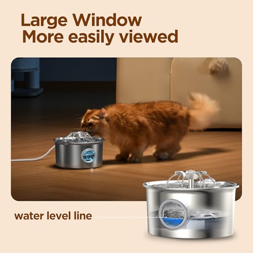 Detalle de Fuente de Agua para Mascotas Gatos y Perros, Acero Inoxidable 🚰