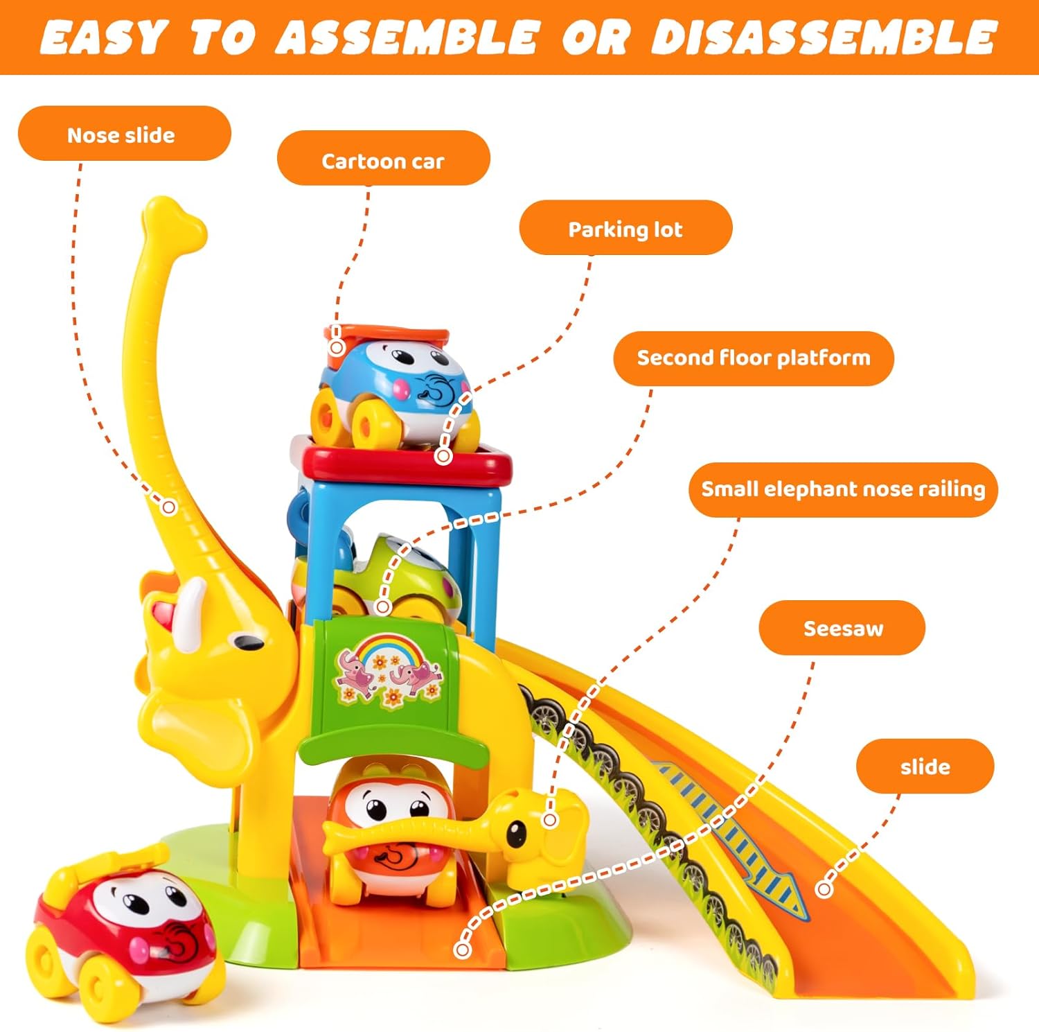 Thumbnail 4 de Marstone Toddler Elephant Slide Toy 12-18M