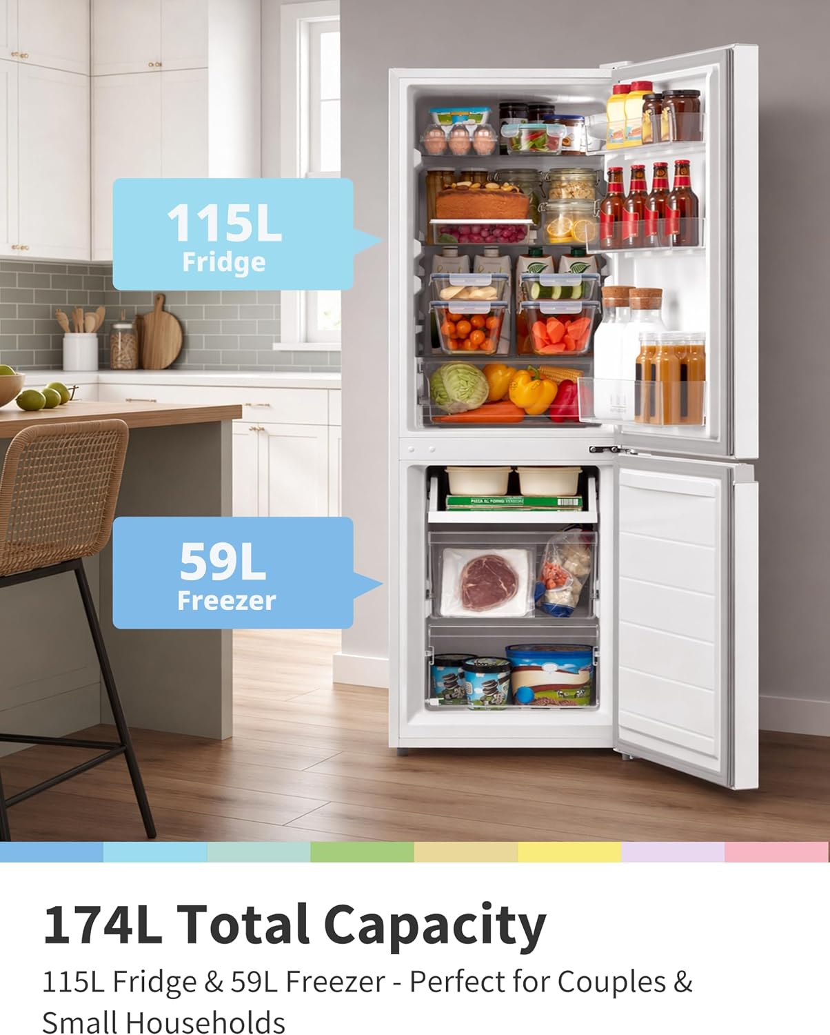 Detalle de COMFEE' 174L Freestanding Fridge Freezer, Low Frost, RCB169WH2(E)