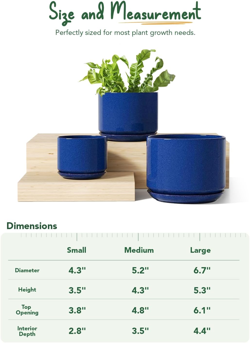 Detalle 2 de LE TAUCI 11+13+17 cm ceramic plant pots set 🌱