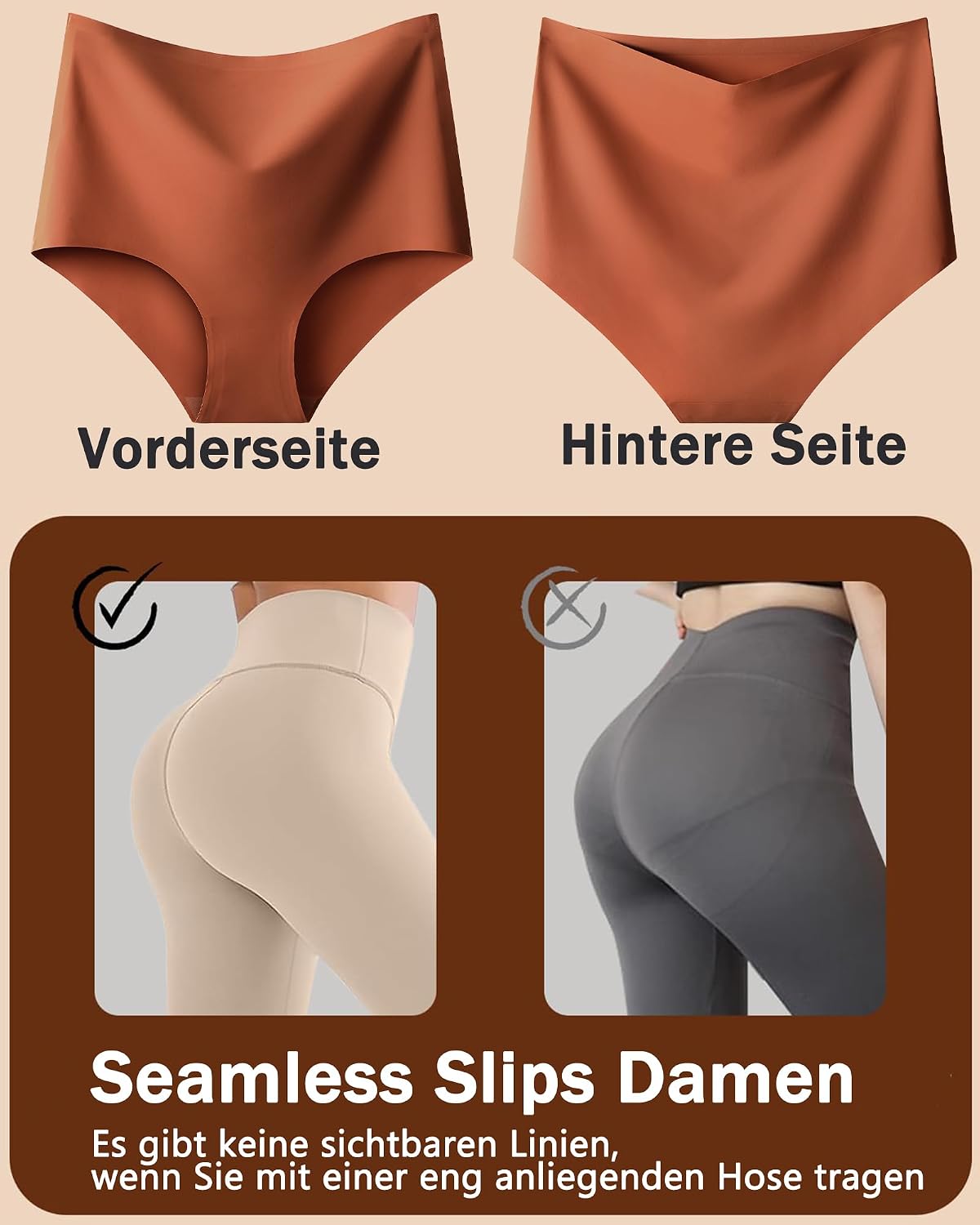 Detalle 1 de Nahtlose High Waist Slips für Damen, 3er-Pack