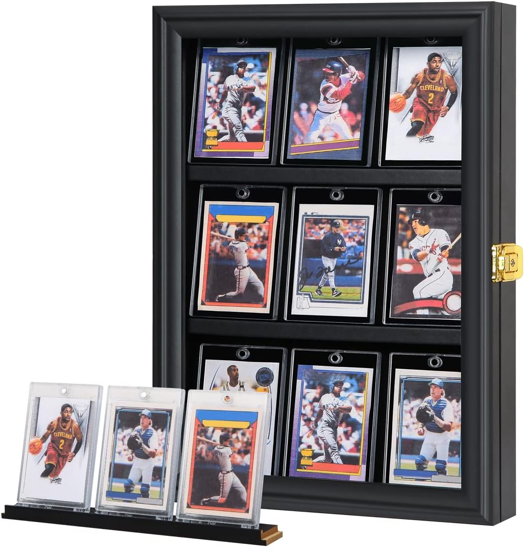 Detalle de VERANI 001 Baseball Card Display Case, Lockable Wall Cabinet with UV-Resistant Acrylic