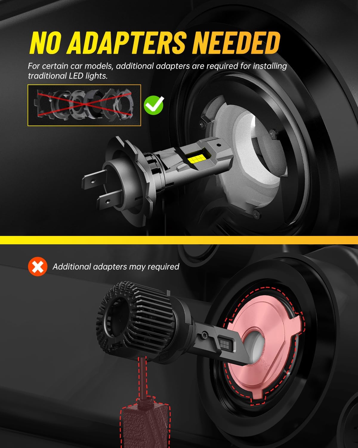 Thumbnail 5 de CYBERBEAM H7 LED Headlight Bulb (90W, 6500K) – Fanless, Canbus ready, Plug & Play (Pack of 2)