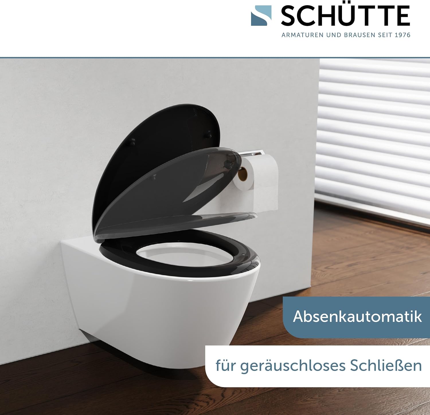 Thumbnail 1 de Siège de WC Schütte avec abaissement automatique – Duroplast, noir, capacité 250 kg