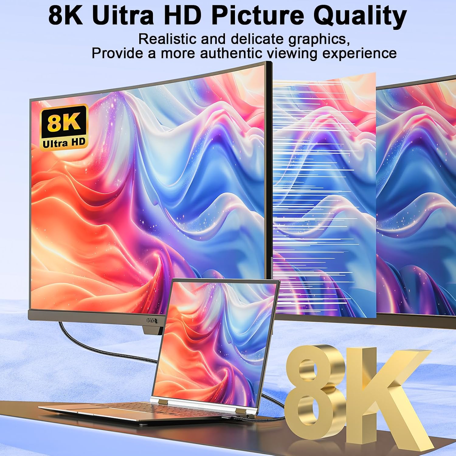 Detalle de baolongking 8K HDMI zu HDMI 2.1 Ultra High-Speed Kabel – Nylongeflochten, 0,5 m