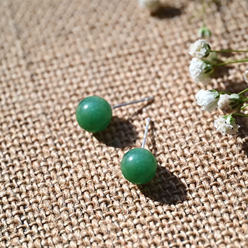 Thumbnail 3 de Weviway Jade Earrings Studs – 8mm Dark Green Jade with 925 Sterling Silver, Handmade Gift