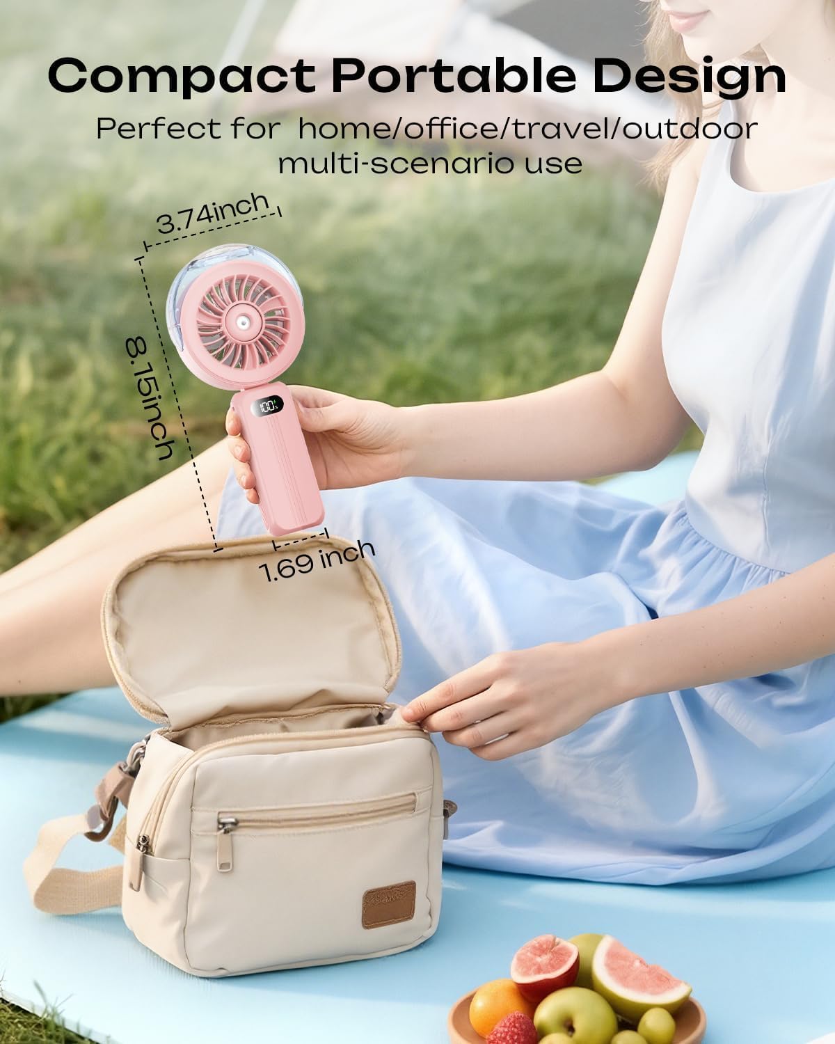 Thumbnail 6 de Otlonpe S-P6 Handheld Misting Fan, 4 Speeds, 4000mAh, Foldable