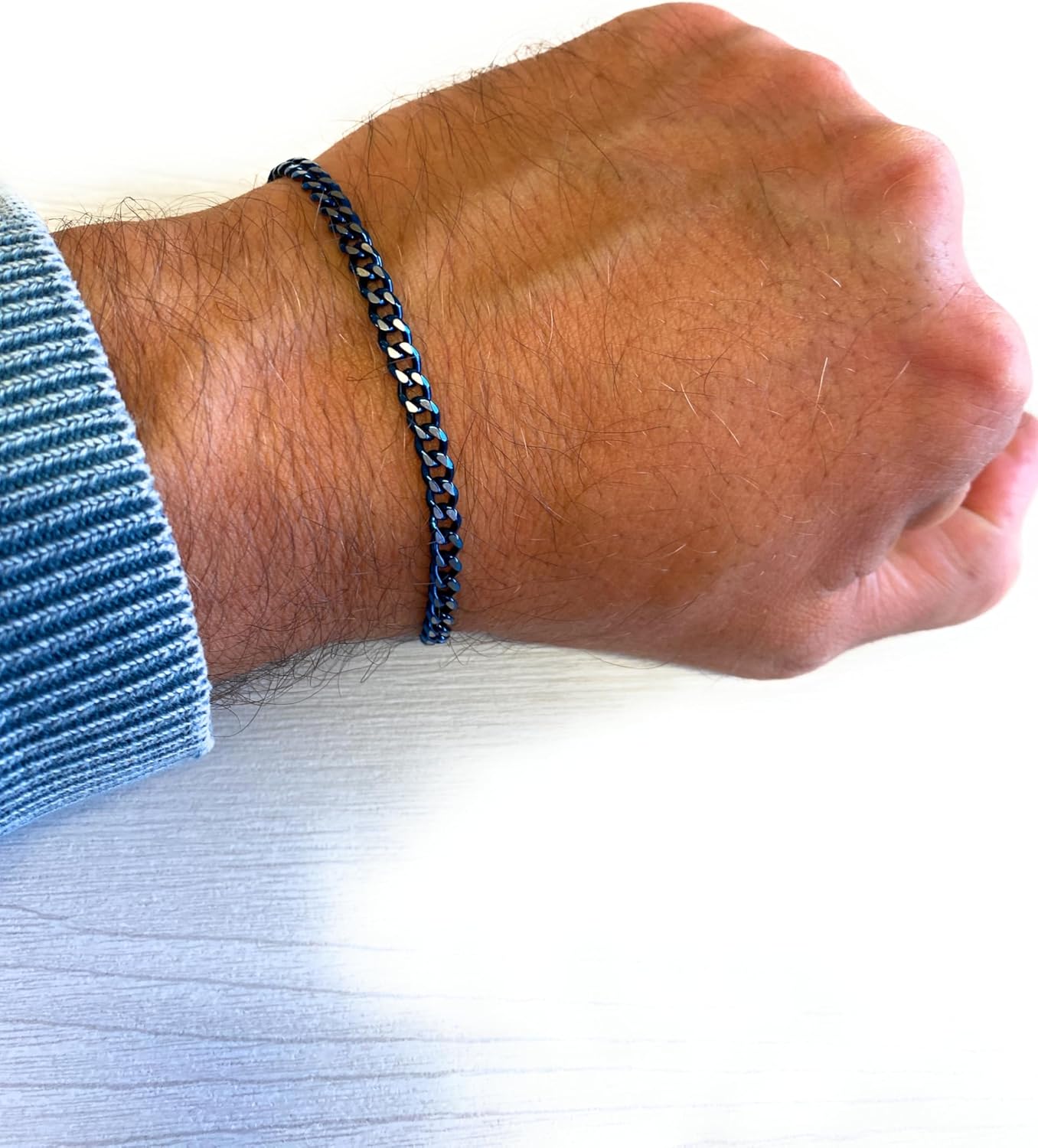 Thumbnail 2 de 10:10 Bracciale Uomo Catena Cubana Grumetta in Acciaio Inox con Finitura PVD