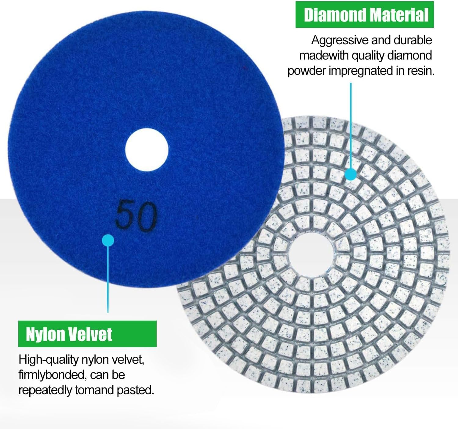 Thumbnail 2 de 16PCS Wet/Dry Diamond Polishing Pad Kit — 4 Inch, 30-6000 Grit with 5/8''-11 Backer Plate
