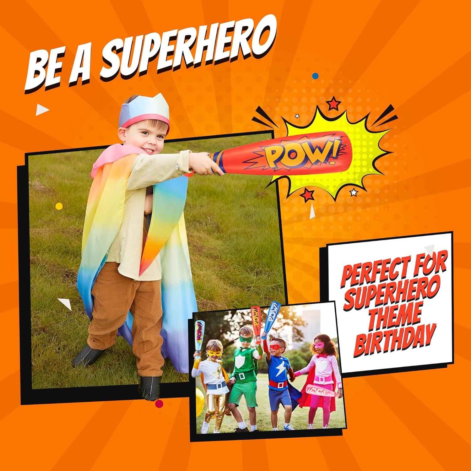 Thumbnail 4 de Bedwina Pow Inflatable Baseball Bat (Pack of 12) — 20 Inch Comic-Style Party Favor Toy