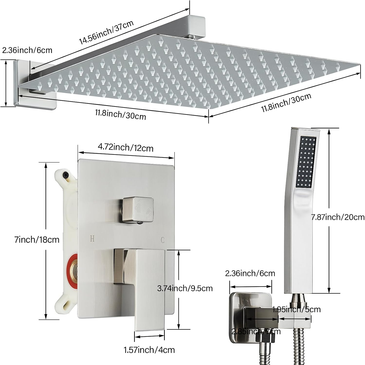 Thumbnail 6 de Ackwave Ack-5642 Shower System with 12-Inch Rainfall Head and Handheld Sprayer