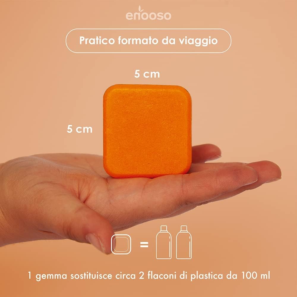 Detalle de Enooso Set Shampoo Solido e Balsamo Naturale e Ristrutturante per Capelli Danneggiati – Mango e Papaya, 120 g