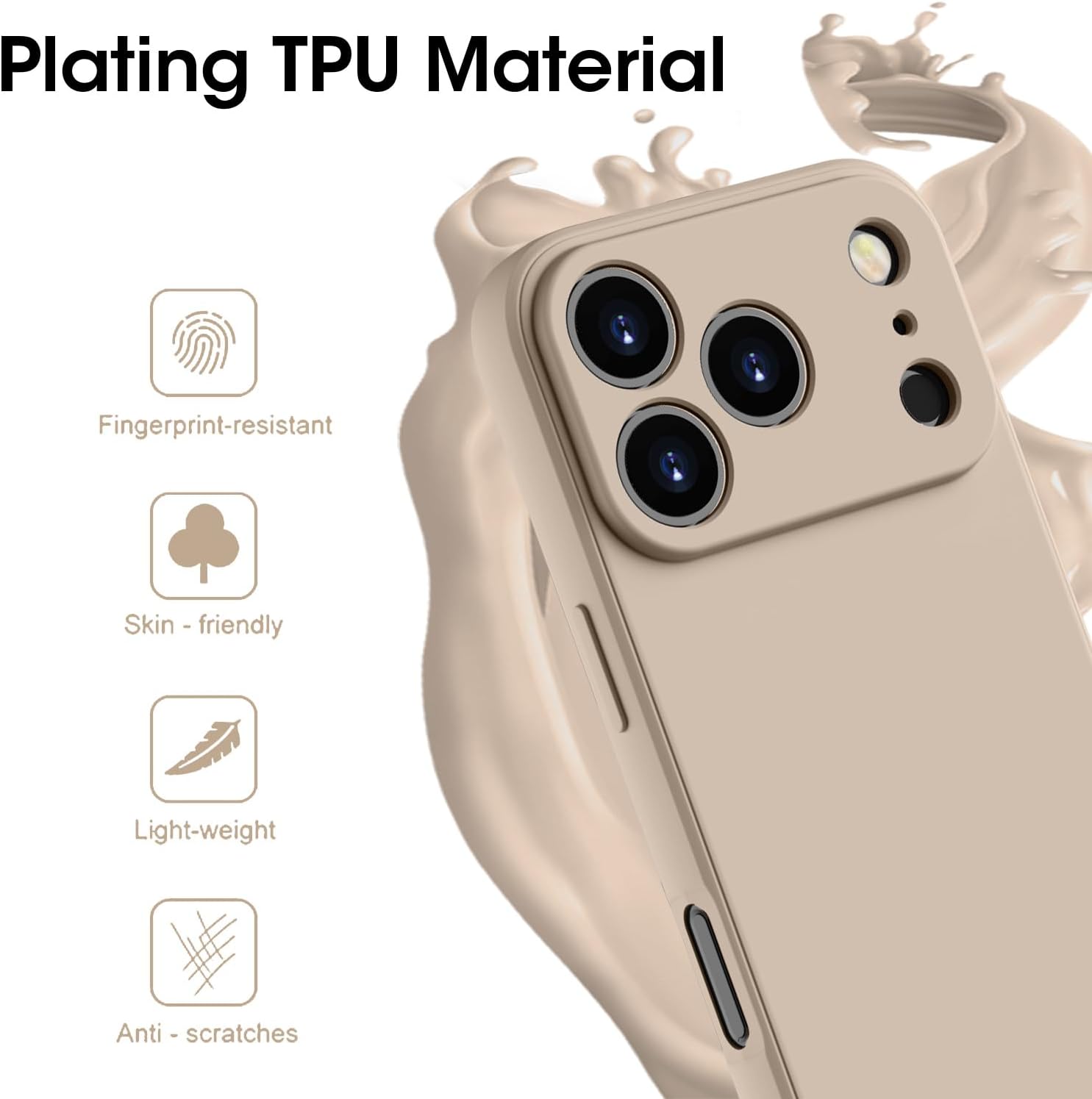 Detalle de KPPIT Silicone Case for iPhone 17 Pro Max (Khaki) – Slim, Shock‑Absorbent & Full Camera Protection