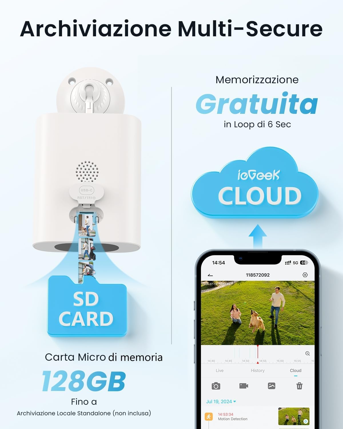 Thumbnail 6 de ieGeek Telecamera Wifi Esterno Senza Fili con Pannello Solare Incorporato – 2K, Visione Notturna a Colori, PIR, Bidirezionale