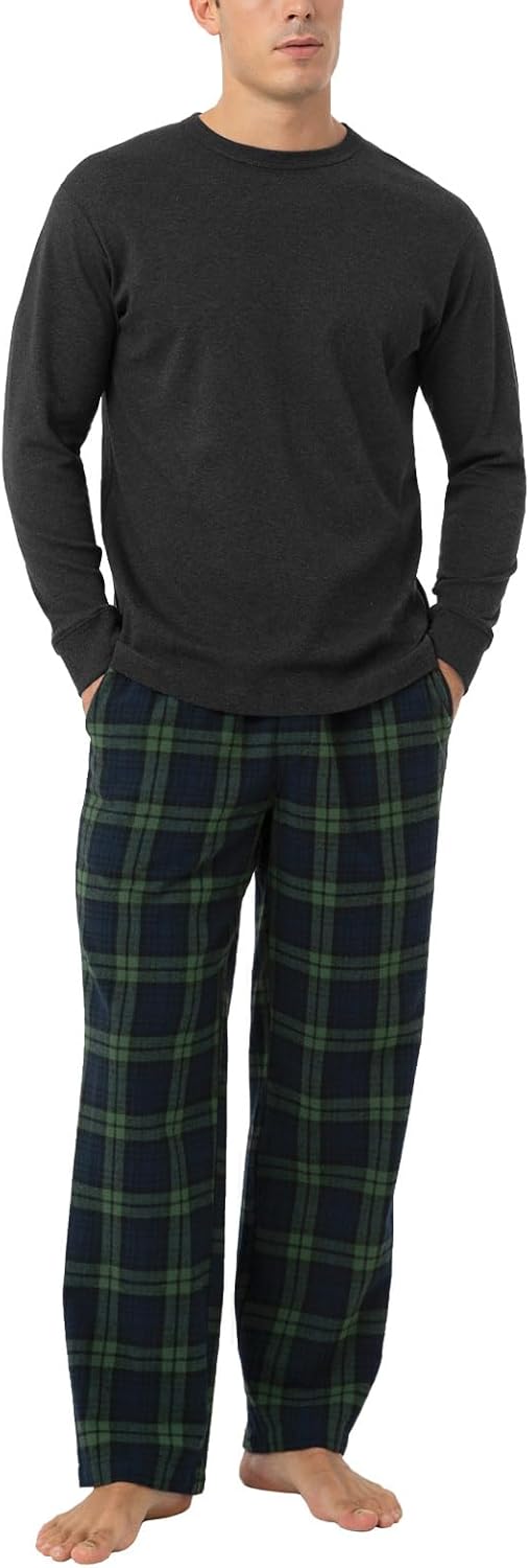 Thumbnail 6 de LAPASA Herren Schlafanzug lang – Kariertes Baumwoll-Pyjama-Set M79/M95