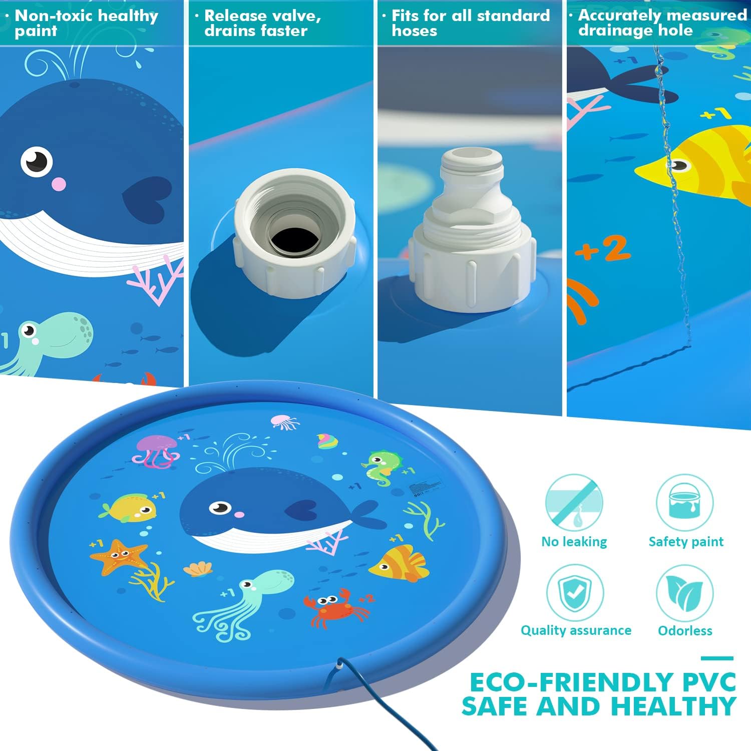 Thumbnail 3 de Peradix Sprinklers Pad for Kids (67 inch) – Outdoor splash pad water spray play mat for garden or beach