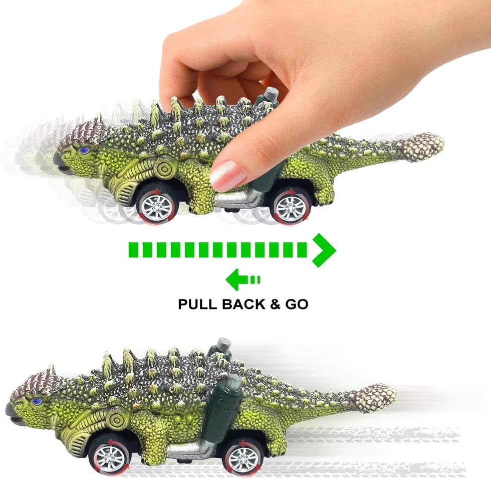 Detalle de DINOBROS 6-Pack Dinosaur Pull Back Cars: Fun Dino Roadsters for Toddlers and Kids