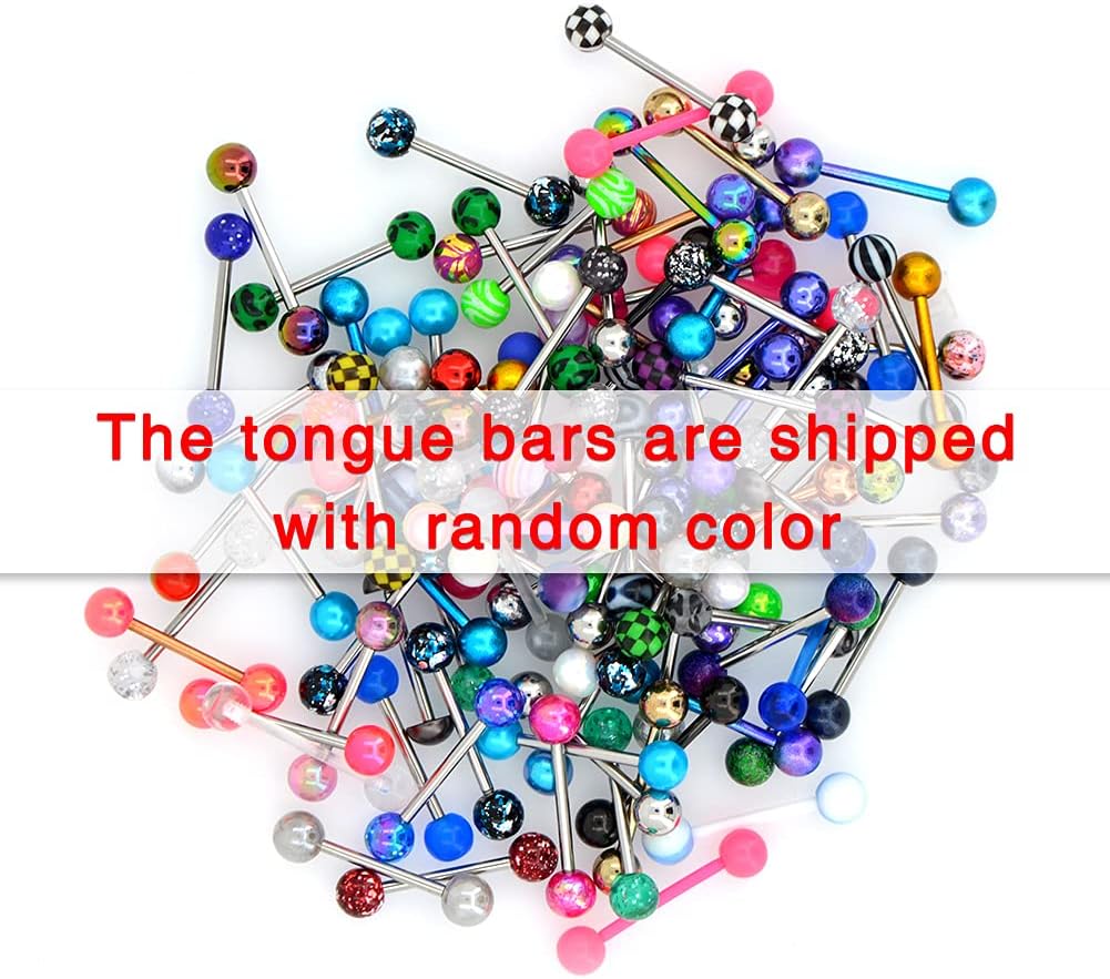 Detalle 2 de OUFER 100PCS Lot Piercing Langue 316L 14G