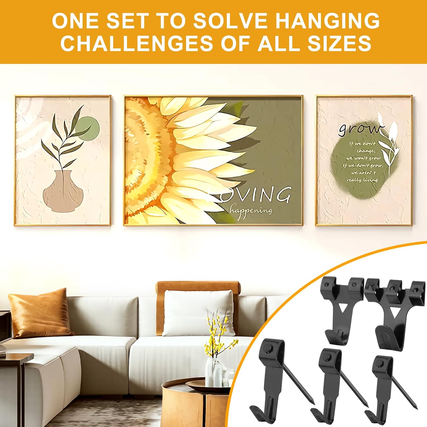 Detalle de KURUI PH385B Picture Hanging Kit, 385-Piece Carbon Steel Assortment with Tool