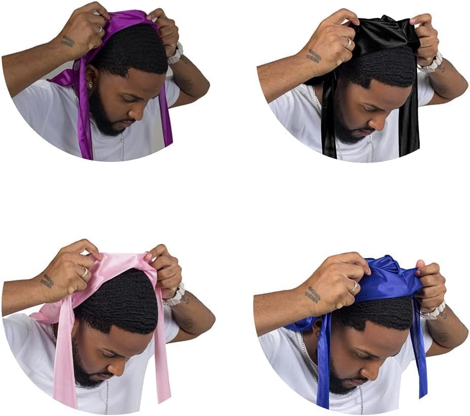 Detalle de ForceWave 4PCS Silky Durag Set with Wave Cap for 360 Waves