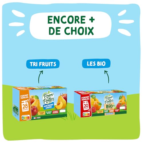 Detalle de Pom’Potes Compote Sans Sucres Ajoutés Pomme Poire Vanille Banane 28x90g — gourde nomade, fruit et fibre