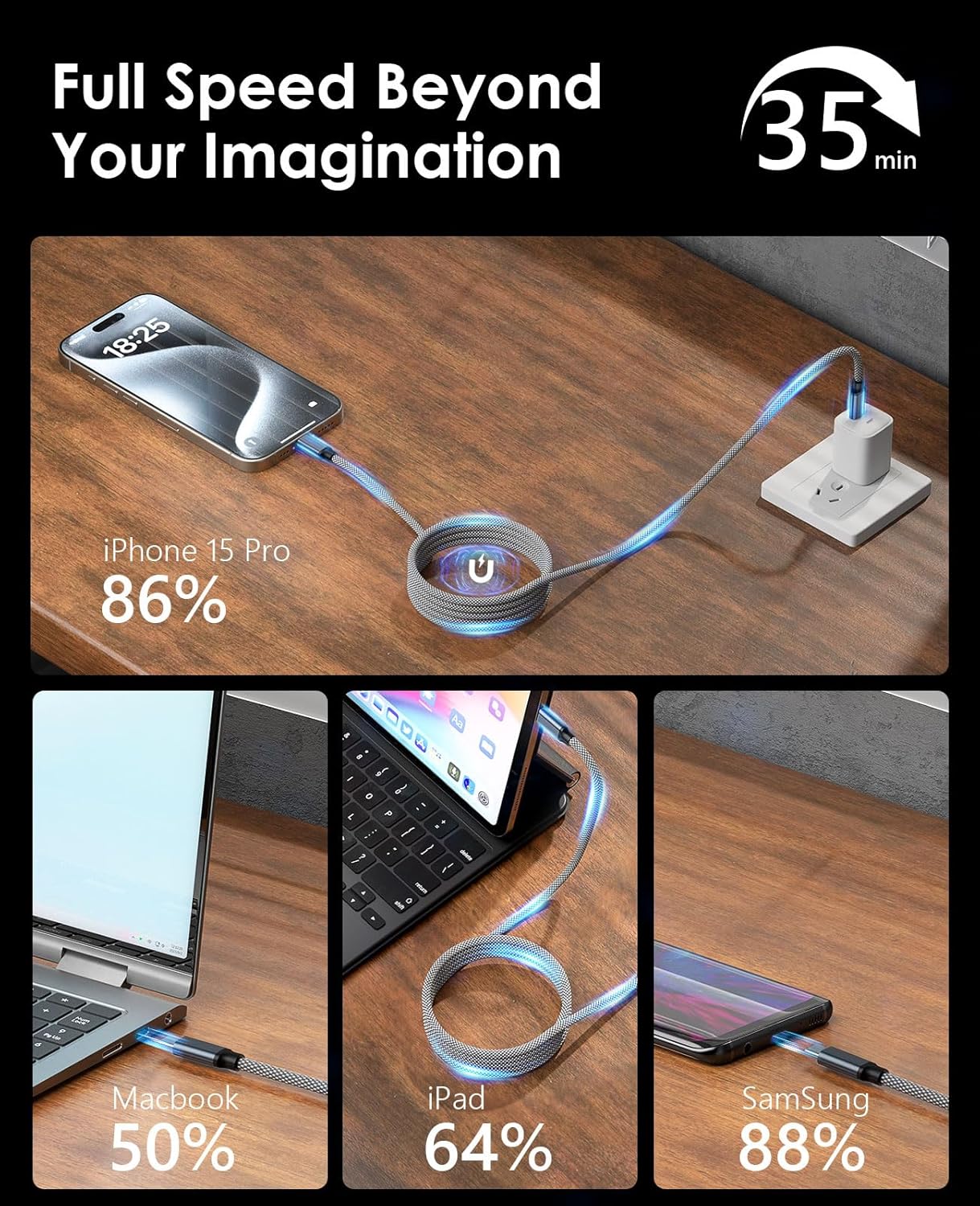 Thumbnail 5 de Magtame Cable USB C Magnético 3.3ft ⚡ Carga Rápida