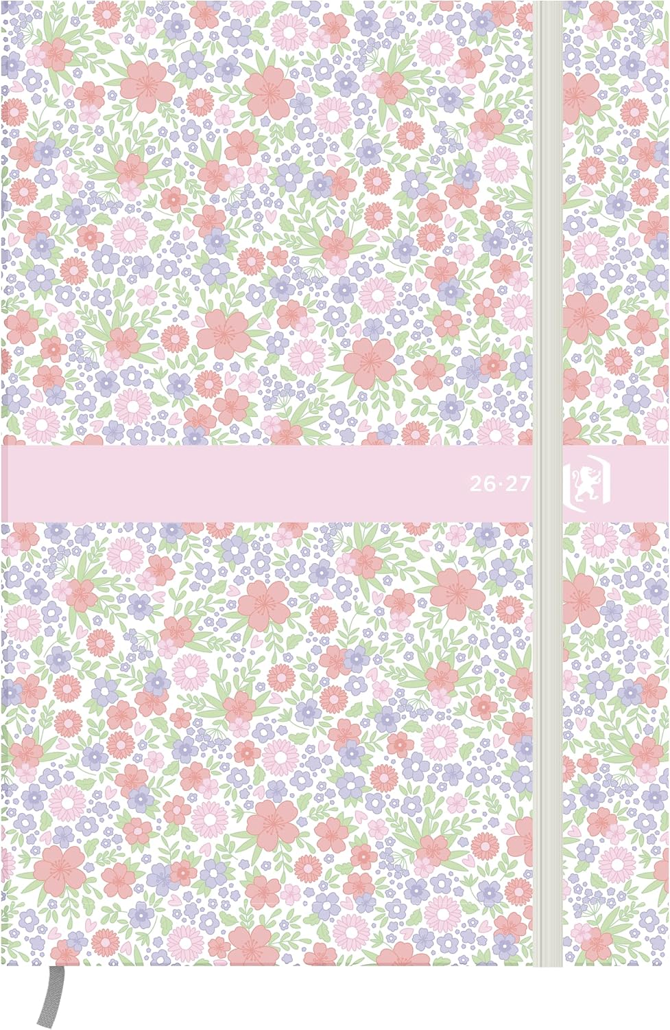 Agenda Oxford Flowers 12x18 cm, 1 jour par page, 352 pages (Sept 26–Sept 27, Rose)
