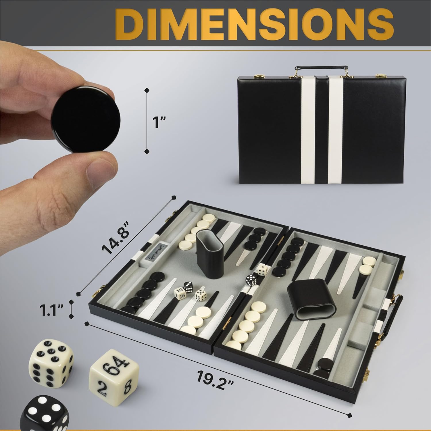 Thumbnail 4 de Queensell 15-Inch Backgammon Set ๐ฒ