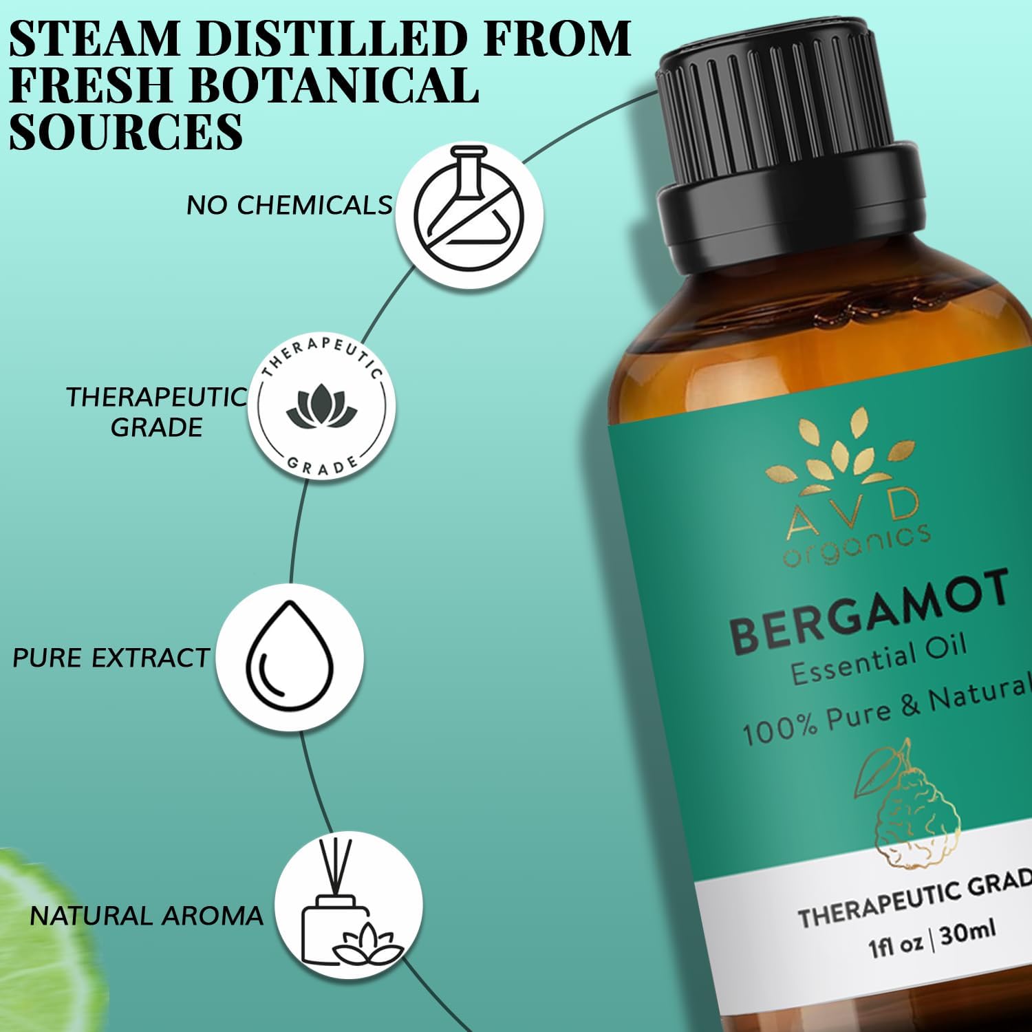 Detalle de AVD ORGANICS Weihrauchöl haut (1 Fl. Oz) – 100% rein & natürlich für Massage, Diffusor und Raumduft